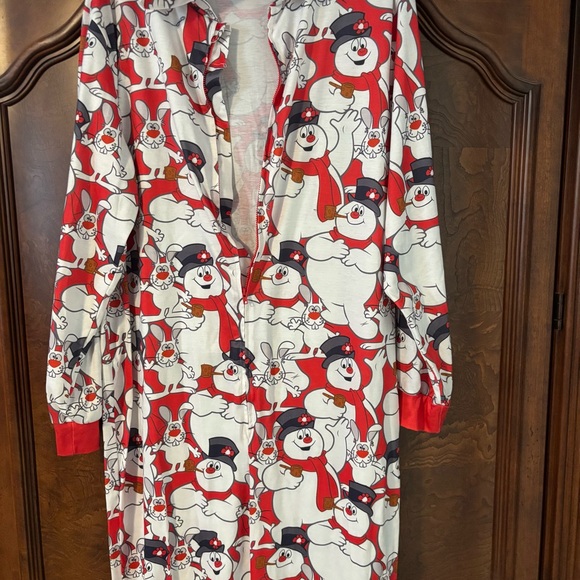 Frosty The Snowman Christmas Women’s one piece Pajamas Sleepwear Zipper  & Hood - Picture 5 of 9